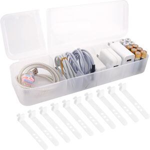 Cable Organizer Box With 10 Wire Ties, Clear Charge Cord Management Cases With 7 Cable Organizer Box With 10 Wire Ties, Clear Charge Cord Management Cases With 7