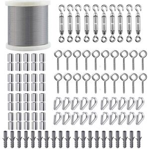 Taxi Garden Wire Tensioner Kit W/ 60m Stainless Steel Cable Vine Eyes M5 Hook Taxi Garden Wire Tensioner Kit W/ 60m Stainless Steel Cable Vine Eyes M5 Hook