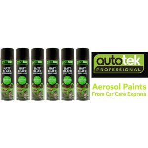 6 X Autotek Matt Black Multi Purpose Spray Paint 500ml 6 X Autotek Matt Black Multi Purpose Spray Paint 500ml