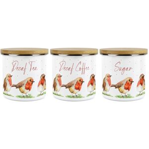 Purely Home Robins Decaf Tea, Decaf Coffee & Sugar Storage Canisters - Birds Kitchen Gifts Purely Home Robins Decaf Tea, Decaf Coffee & Sugar Storage Canisters - Birds Kitchen Gifts