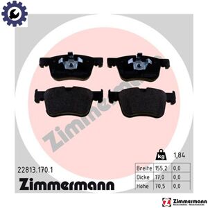 Zimmermann Brake Pad Set Disc Brake 22813.170.1 For Peugeot Rifter 3008/suv 5008/ii 508 Zimmermann Brake Pad Set Disc Brake 22813.170.1 For Peugeot Rifter 3008/suv 5008/ii 508