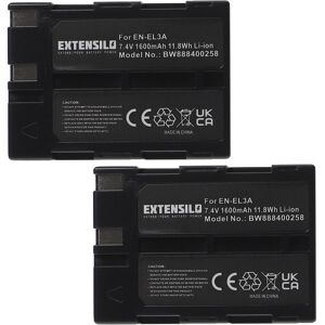 Extensilo 2x Battery For Nikon En-El3 En-El3a 1600mah Extensilo 2x Battery For Nikon En-El3 En-El3a 1600mah