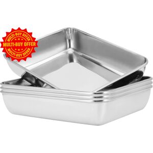 4 Pack 25 X 20 X 5cm Stainless Steel Baking Trays, 10 X 8 X 2 Inch Rectangle Coo 4 Pack 25 X 20 X 5cm Stainless Steel Baking Trays, 10 X 8 X 2 Inch Rectangle Coo