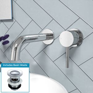 Nes Home Remy Wall Mounted Curved Spout Basin Mono Mixer Tap & Waste Chrome Nes Home Remy Wall Mounted Curved Spout Basin Mono Mixer Tap & Waste Chrome