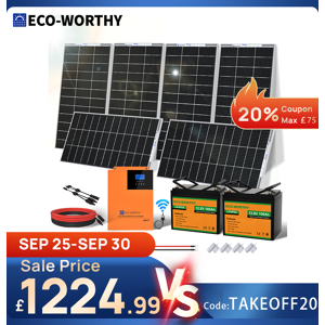 Eco-Worthy 1200w Watt Bifacial Solar Panel Kit Mppt System & Lithium Battery Home Off Grid Eco-Worthy 1200w Watt Bifacial Solar Panel Kit Mppt System & Lithium Battery Home Off Grid
