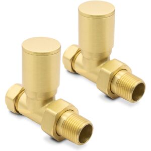 Nwt Direct Straight Round Top Valves Brushed Brass For Radiators & Towel Rails Nwt Direct Straight Round Top Valves Brushed Brass For Radiators & Towel Rails