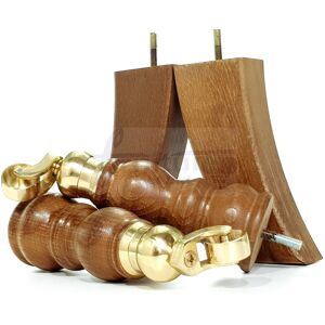 L&f Turned Wood Furniture Feet 8 Inches Tall 2 With Castors 2 Curved Back Legs 205mm L&f Turned Wood Furniture Feet 8 Inches Tall 2 With Castors 2 Curved Back Legs 205mm