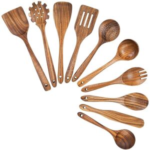 Sodial 6x(Wooden Cooking Utensils, Kitchen Utensils Set With Teak Wood Spoons And8254 Sodial 6x(Wooden Cooking Utensils, Kitchen Utensils Set With Teak Wood Spoons And8254