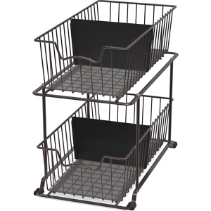 Does Not Apply 2 Tier Cabinet Wire Basket Drawer Organizer, Brown Does Not Apply 2 Tier Cabinet Wire Basket Drawer Organizer, Brown
