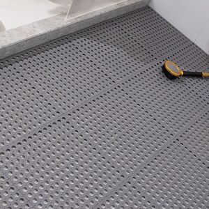 (Grey)10pcs Suction Cup Floor Mats Anti Slip Plastic Mosaic Bath Mat For Kitc (Grey)10pcs Suction Cup Floor Mats Anti Slip Plastic Mosaic Bath Mat For Kitc