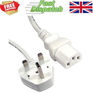 10m Extra Long Iec Kettle Lead Power Cable 3 Pin Uk Plug Pc Monitor C13 White 10m Extra Long Iec Kettle Lead Power Cable 3 Pin Uk Plug Pc Monitor C13 White