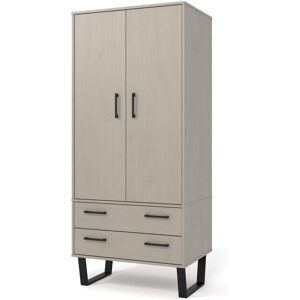 Home Source Wardrobe 2 Drawer 2 Door Bedroom Furniture Metal Legs Solid Wood Hanging Rail Home Source Wardrobe 2 Drawer 2 Door Bedroom Furniture Metal Legs Solid Wood Hanging Rail