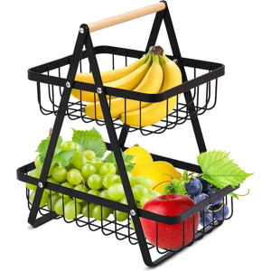 Does Not Apply 2 Tier Fruit And Vegetable Storage Rack For Kitchen, Large Detachable Bowl, Two Does Not Apply 2 Tier Fruit And Vegetable Storage Rack For Kitchen, Large Detachable Bowl, Two