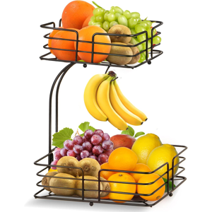 Does Not Apply 2-Tier Fruit Basket With Banana Hanger - Detachable Countertop Rack, Kitchen Wir Does Not Apply 2-Tier Fruit Basket With Banana Hanger - Detachable Countertop Rack, Kitchen Wir