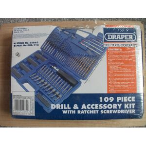 Draper 109 Piece Drill & Accessory Kit With Ratchet Screwdriver Stock No 55862 Draper 109 Piece Drill & Accessory Kit With Ratchet Screwdriver Stock No 55862