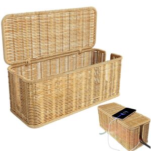 Cable Tidy Box, Handwoven Rattan Cable Management Box, Cable Organizer Box, Cord Cable Tidy Box, Handwoven Rattan Cable Management Box, Cable Organizer Box, Cord
