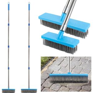 Lolysic 2 Pcs Stainless Steel Wire Broom, Deck Scrub Brush With 63" Long Handle Lolysic 2 Pcs Stainless Steel Wire Broom, Deck Scrub Brush With 63" Long Handle