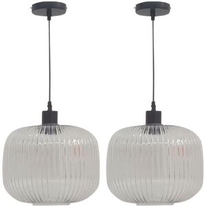 Firstchoicelighting Set Of 2 Modern Ribbed Glass Black Ceiling Light Kitchen Dining Pendant Fittings Firstchoicelighting Set Of 2 Modern Ribbed Glass Black Ceiling Light Kitchen Dining Pendant Fittings
