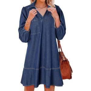 Sodial Denim Dress For Women Summer Casual Babydoll 2025 V Neck 3/4 Puff Sleeve5412 Sodial Denim Dress For Women Summer Casual Babydoll 2025 V Neck 3/4 Puff Sleeve5412
