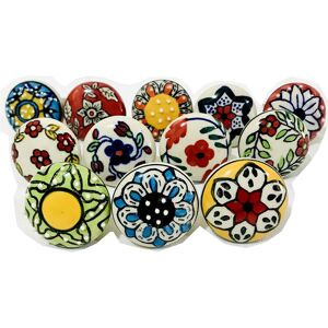 Multicolour Vintage Hand Painted Ceramic Pull Knobs For Kitchen Cabinet, Door & Multicolour Vintage Hand Painted Ceramic Pull Knobs For Kitchen Cabinet, Door &
