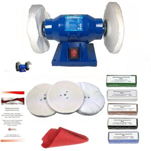 Bluespot 150w 6in Bench Grinder With Add-On Metal Polishing Buffing Kit 6" X 1/2" Mops Bluespot 150w 6in Bench Grinder With Add-On Metal Polishing Buffing Kit 6" X 1/2" Mops