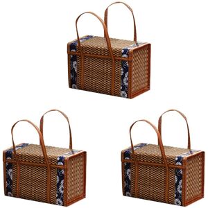 Sodial 3x Picnic Woven Basket Wicker Storage Bag Handle Folded Fruit Shopping Food2723 Sodial 3x Picnic Woven Basket Wicker Storage Bag Handle Folded Fruit Shopping Food2723