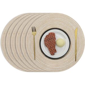 38cm Woven Round Placemats 6 Pieces Heat Insulation Non Slip Braided Cotton Dinn 38cm Woven Round Placemats 6 Pieces Heat Insulation Non Slip Braided Cotton Dinn
