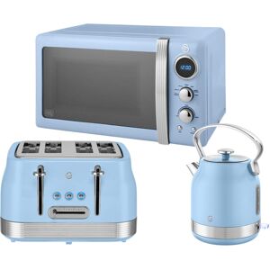 Swan Retro Revive Blue Stovetop Kettle 4 Slice Toaster And Microwave Kitchen Set Swan Retro Revive Blue Stovetop Kettle 4 Slice Toaster And Microwave Kitchen Set