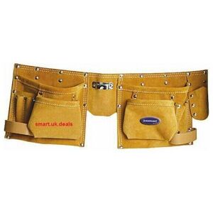 Silverline Leather Double Pocket Tool Pouch Belt Work Apron Heavy Duty 8 Pockets Silverline Leather Double Pocket Tool Pouch Belt Work Apron Heavy Duty 8 Pockets