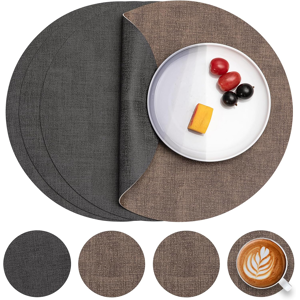 Does Not Apply Leather Placemats And Coaster Set Of 4, Table Mats Round Waterproof Dual Sided K Does Not Apply Leather Placemats And Coaster Set Of 4, Table Mats Round Waterproof Dual Sided K