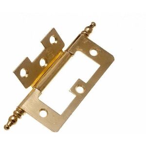 Onestopdiy New 10 Pairs Of Cabinet Door Flush Hinges + Finials Brass Plated Steel 75mm - On Onestopdiy New 10 Pairs Of Cabinet Door Flush Hinges + Finials Brass Plated Steel 75mm - On
