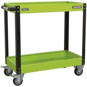 Thatcable Heavy Duty 2 Level Workshop Trolley - 80kg Per Shelf - Locking Castors - Green Thatcable Heavy Duty 2 Level Workshop Trolley - 80kg Per Shelf - Locking Castors - Green