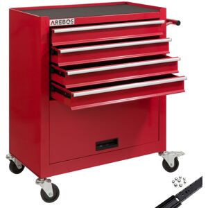Arebos Roller Tool Cabinet Storage 4 Drawers Toolbox Tool Chest, Trolley Red Arebos Roller Tool Cabinet Storage 4 Drawers Toolbox Tool Chest, Trolley Red