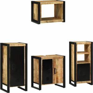 Vidaxl Bathroom Cabinet Set 4pc Brown Solid Mango Wood 55x35x60cm Industrial With Shelf Vidaxl Bathroom Cabinet Set 4pc Brown Solid Mango Wood 55x35x60cm Industrial With Shelf
