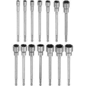 Uxcell 14pcs Nut Driver Drill Bit 6-19mm Socket 1/4" Hex Shank 6" Long Magnetic Setter Uxcell 14pcs Nut Driver Drill Bit 6-19mm Socket 1/4" Hex Shank 6" Long Magnetic Setter