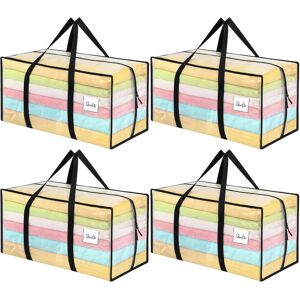 Dntorx 4 Pack 90l Moving Bags, Heavy Duty Moving Totes, Clear Waterproof Storage Bag W Dntorx 4 Pack 90l Moving Bags, Heavy Duty Moving Totes, Clear Waterproof Storage Bag W