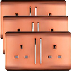 Trendi Switch Trendi 2 Gang Modern Glossy 13 Amp Switched Tactile Plug Socket Copper (3 Pack) Trendi Switch Trendi 2 Gang Modern Glossy 13 Amp Switched Tactile Plug Socket Copper (3 Pack)