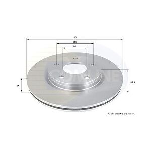 Comline Coated Brake Disc Front Axle To Fit Nissan Bluebird Sylphy / Sylphy 13->, Juke 1 Comline Coated Brake Disc Front Axle To Fit Nissan Bluebird Sylphy / Sylphy 13->, Juke 1