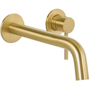 Beliani Wall Mounted Basin Mixer Tap Traful Brass Gold Beliani Wall Mounted Basin Mixer Tap Traful Brass Gold