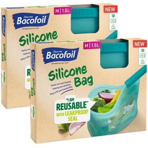 Bacofoil Reusable Silicone Food Bags Medium Dishwasher-Safe 1.5l Pack Of 2 Bacofoil Reusable Silicone Food Bags Medium Dishwasher-Safe 1.5l Pack Of 2