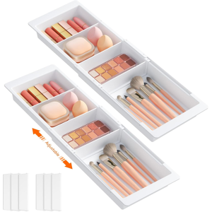 Does Not Apply 2 Pack Sliding Makeup Drawer Organiser Trays With Inserts, Expandable Hanging De Does Not Apply 2 Pack Sliding Makeup Drawer Organiser Trays With Inserts, Expandable Hanging De