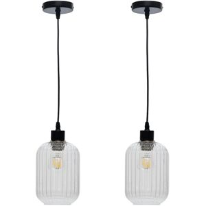Firstchoicelighting Set Of 2 Modern Glass & Black Ceiling Lights Kitchen Dining Pendant Fittings Firstchoicelighting Set Of 2 Modern Glass & Black Ceiling Lights Kitchen Dining Pendant Fittings