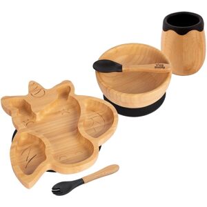 5pc Tiny Dining Black Bamboo Unicorn Baby Weaning Set Feeding Suction Plate 5pc Tiny Dining Black Bamboo Unicorn Baby Weaning Set Feeding Suction Plate