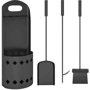 Outsunny 4 Pcs Fireplace Companion Set, Metal Fireside Companion Set, Black Outsunny 4 Pcs Fireplace Companion Set, Metal Fireside Companion Set, Black