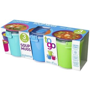 Sistema Microwave Soup Mugs 656ml – 3 Pack Bpa-Free Steam Vent To Go Mugs Sistema Microwave Soup Mugs 656ml – 3 Pack Bpa-Free Steam Vent To Go Mugs
