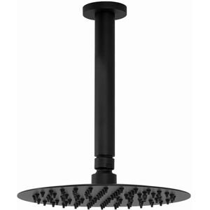 Fixed Shower Head Arm Ultra Slim Round 8" Matte Black Stainless Steel Enki Ra051 Fixed Shower Head Arm Ultra Slim Round 8" Matte Black Stainless Steel Enki Ra051