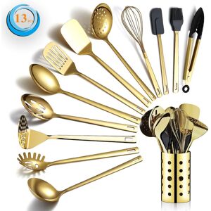 Gold Cooking Utensils Set, Stainless Steel 13 Pieces Kitchen Utensils Set With T Gold Cooking Utensils Set, Stainless Steel 13 Pieces Kitchen Utensils Set With T