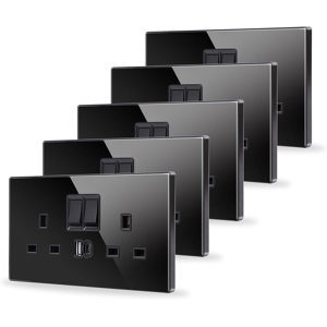 Does Not Apply 5 Pack Double Switched Socket Black 20w Fast Charging 13 Amp With Usb A And Type Does Not Apply 5 Pack Double Switched Socket Black 20w Fast Charging 13 Amp With Usb A And Type