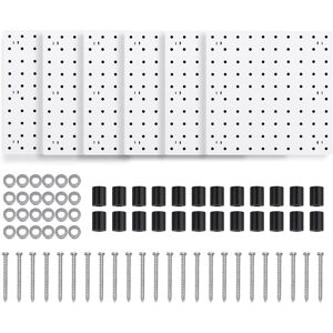 Sodial 6pcs Peg Board, Peg Board Wall Organizer Panels, White Peg Board Wall Mount7024 Sodial 6pcs Peg Board, Peg Board Wall Organizer Panels, White Peg Board Wall Mount7024