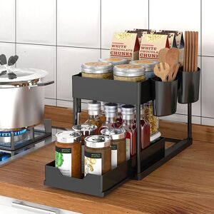 2-Tier Under Sink Pull-Out Drawer Storage Shelf Organizer For Kitchen Bathroom 2-Tier Under Sink Pull-Out Drawer Storage Shelf Organizer For Kitchen Bathroom